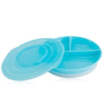 Twistshake Plato Dividido Antideslizante con Tapa Azul 1 Ud