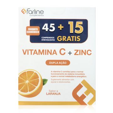 Farline Vitamina C + Zinc 60 Comprimidos Efervescentes