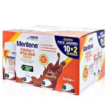 Meritene Fuerza y Vitalidad Bebida Sabor Chocolate 12x125ml